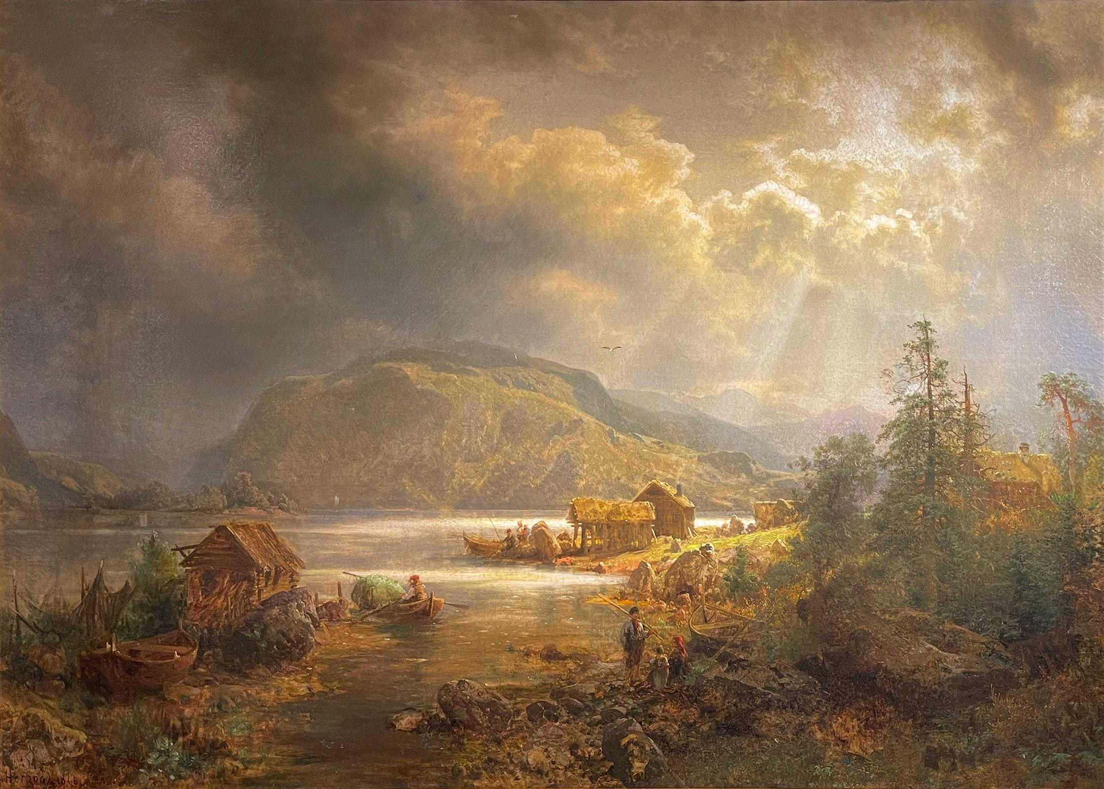 Paisaje iluminado por el sol de Hermann Ottomar Herzog en venta 1