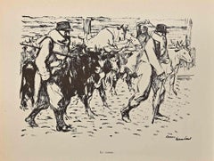 Antique Le Convoi -  Lithograph by Hermann Paul - Early 20th Century