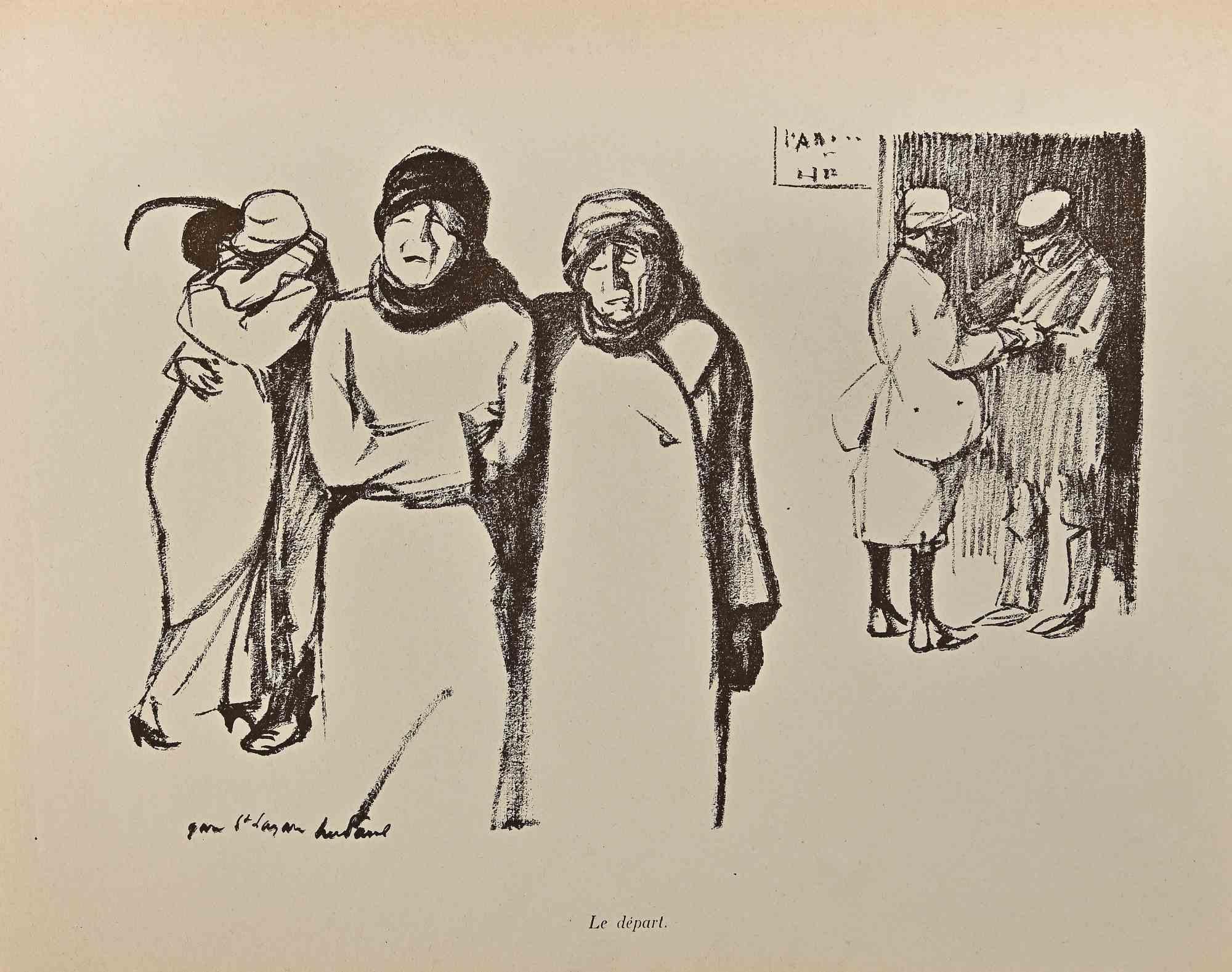 Le Départ is an Original Lithograph realized by Hermann Paul from the series "La Grande Guerre Par Les Artistes"

Good condition on a yellowed cardboard.

Signed and titled on the lower margin, number 4 of fourth collection.

René Georges
