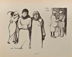 Le Départ -  Lithograph by Hermann Paul - Early 20th Century