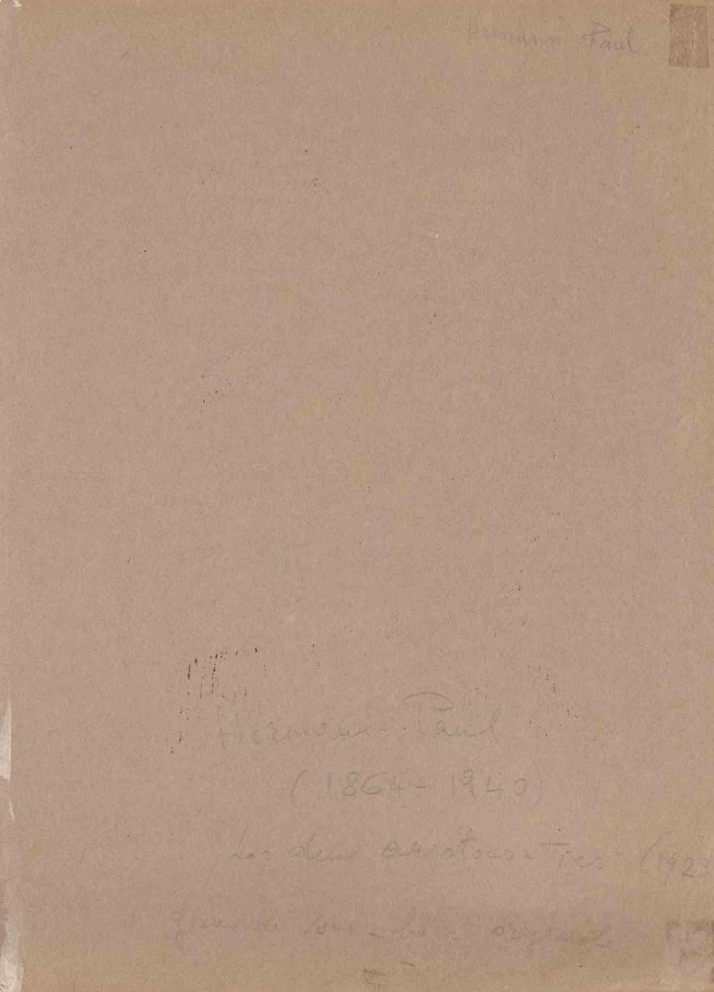 Les Deux Aristocrates - Gravure sur bois d'A Hermann Paul - 1923 en vente 1