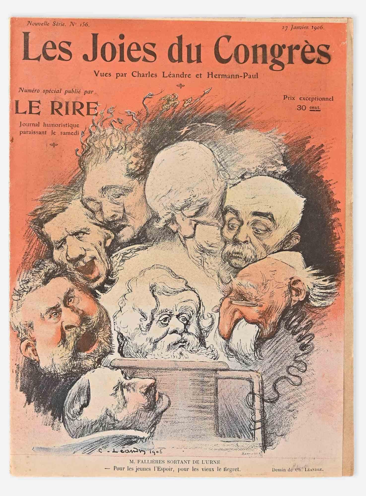 Figurative Print Hermann Paul - Les Joies du Congrès - Vieille revue de bande dessinée - 1909