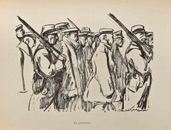 Les Prisonniers - Lithographie d'Herman Paul - Début du 20e siècle