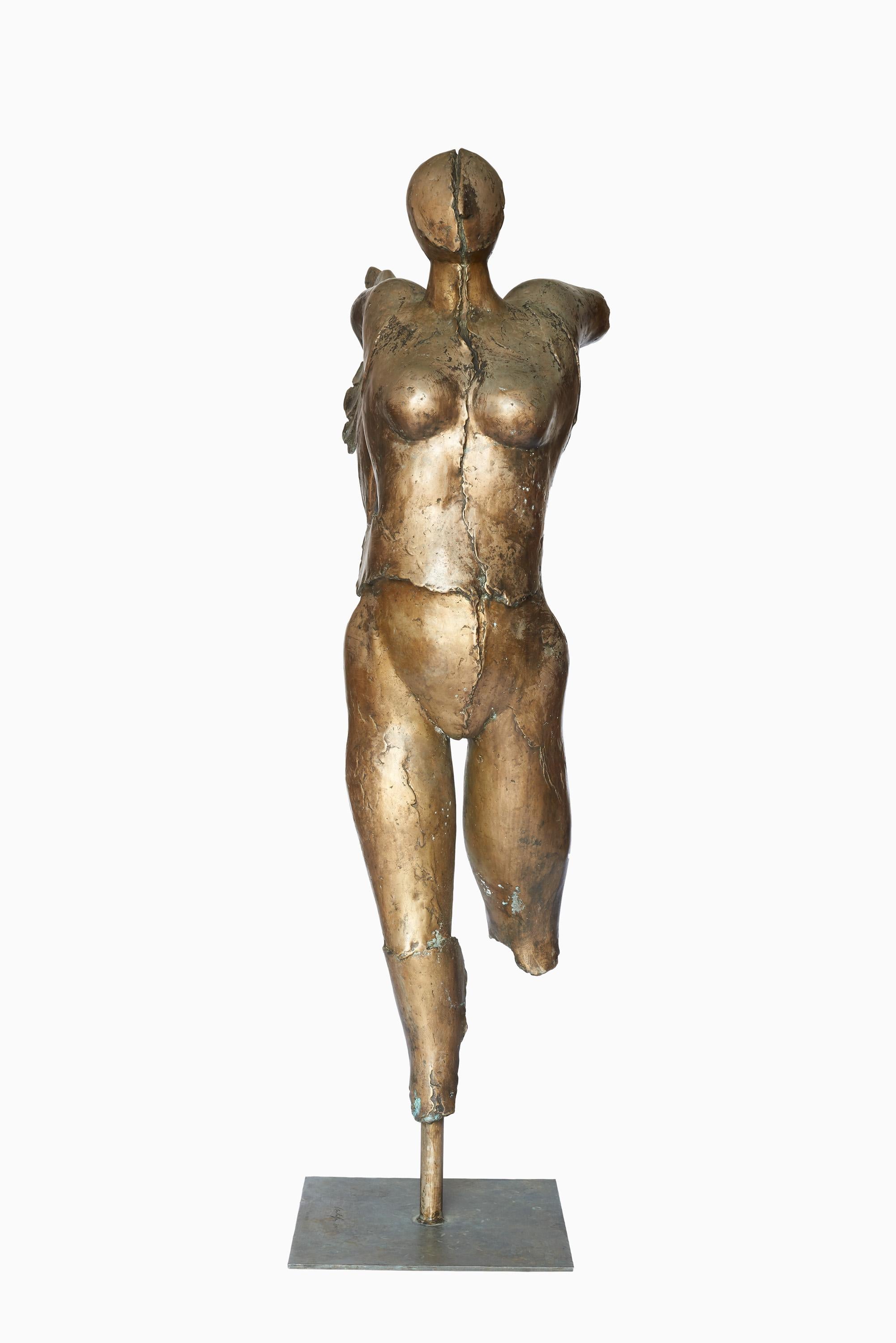 Large Nike Torso-Bronze Sculpture Ed. 1/6 - Gold Figurative Sculpture by Hermann Rastorfer
