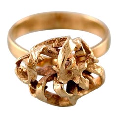 Hermann Siersbøl, orfebre danés, Anillo orgánico en oro de 14 quilates, años 60