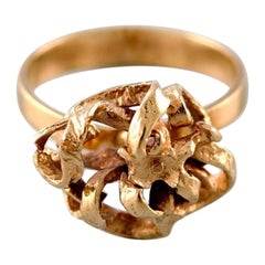 Hermann Siersbøl, dänischer Goldschmied, organischer Ring aus 14 Karat Gold, 1960er Jahre