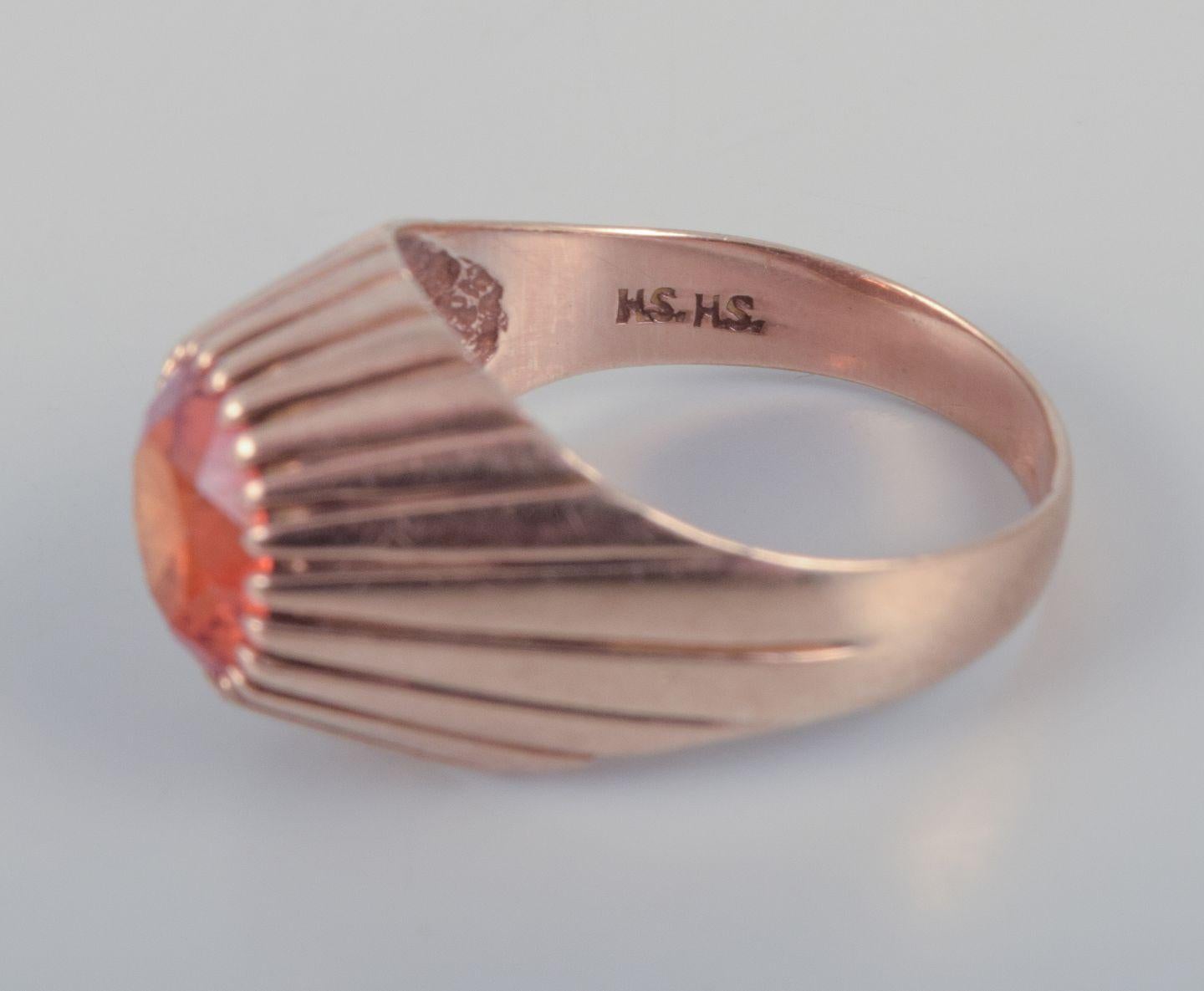 Hermann Siersbøl. Men's gold ring in Art Deco style. Mid-20th C. For Sale 1