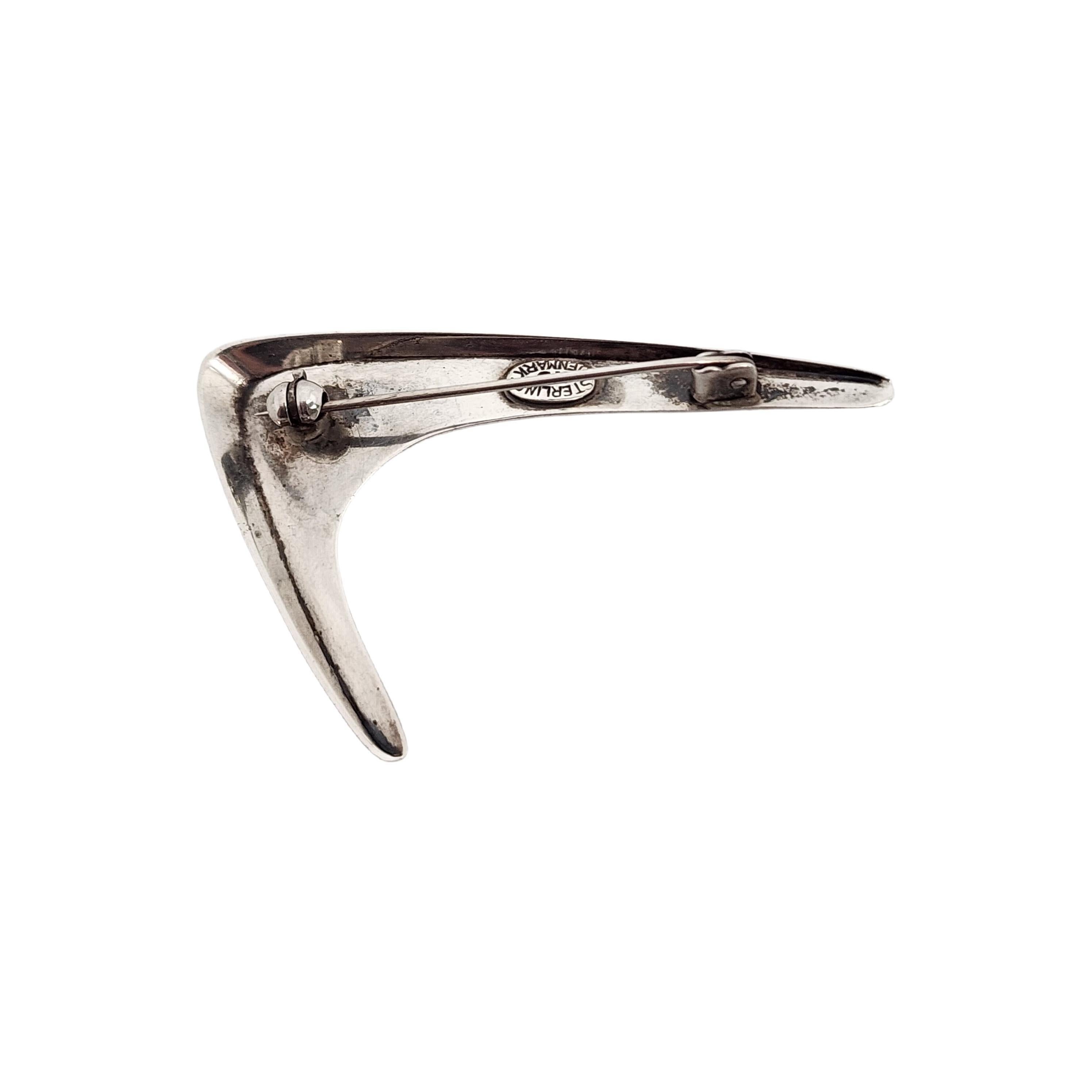 Modern Hermann Siersbol Denmark Sterling Silver Boomerang Pin/Brooch #15132 For Sale