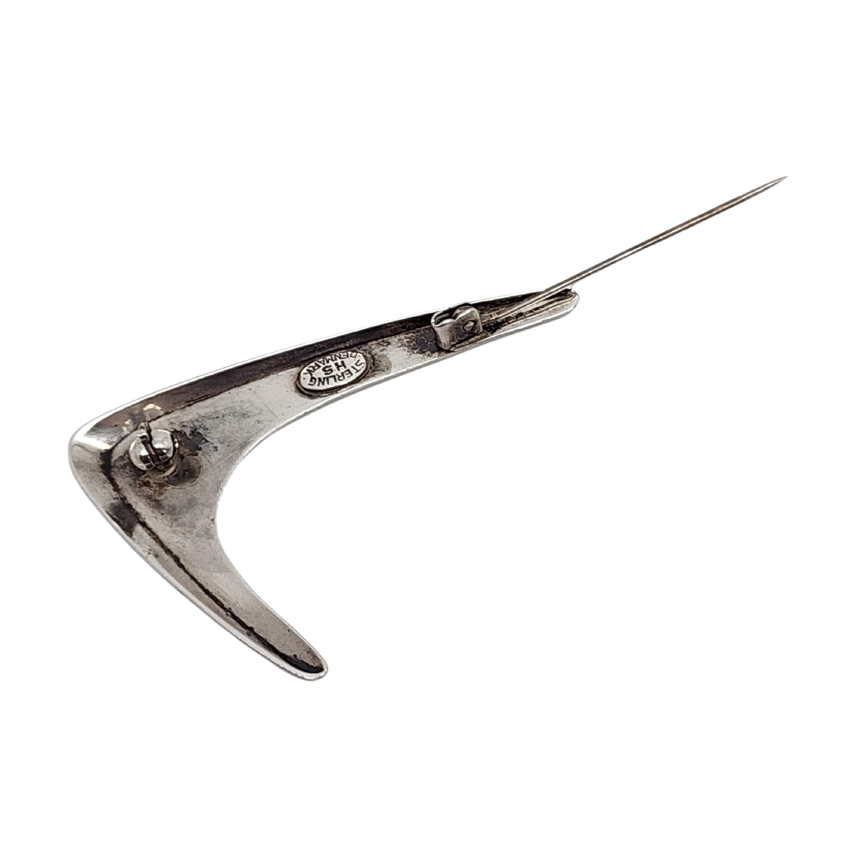 Hermann Siersbol Denmark Sterling Silver Boomerang Pin/Brooch #15132 In Good Condition For Sale In Washington Depot, CT