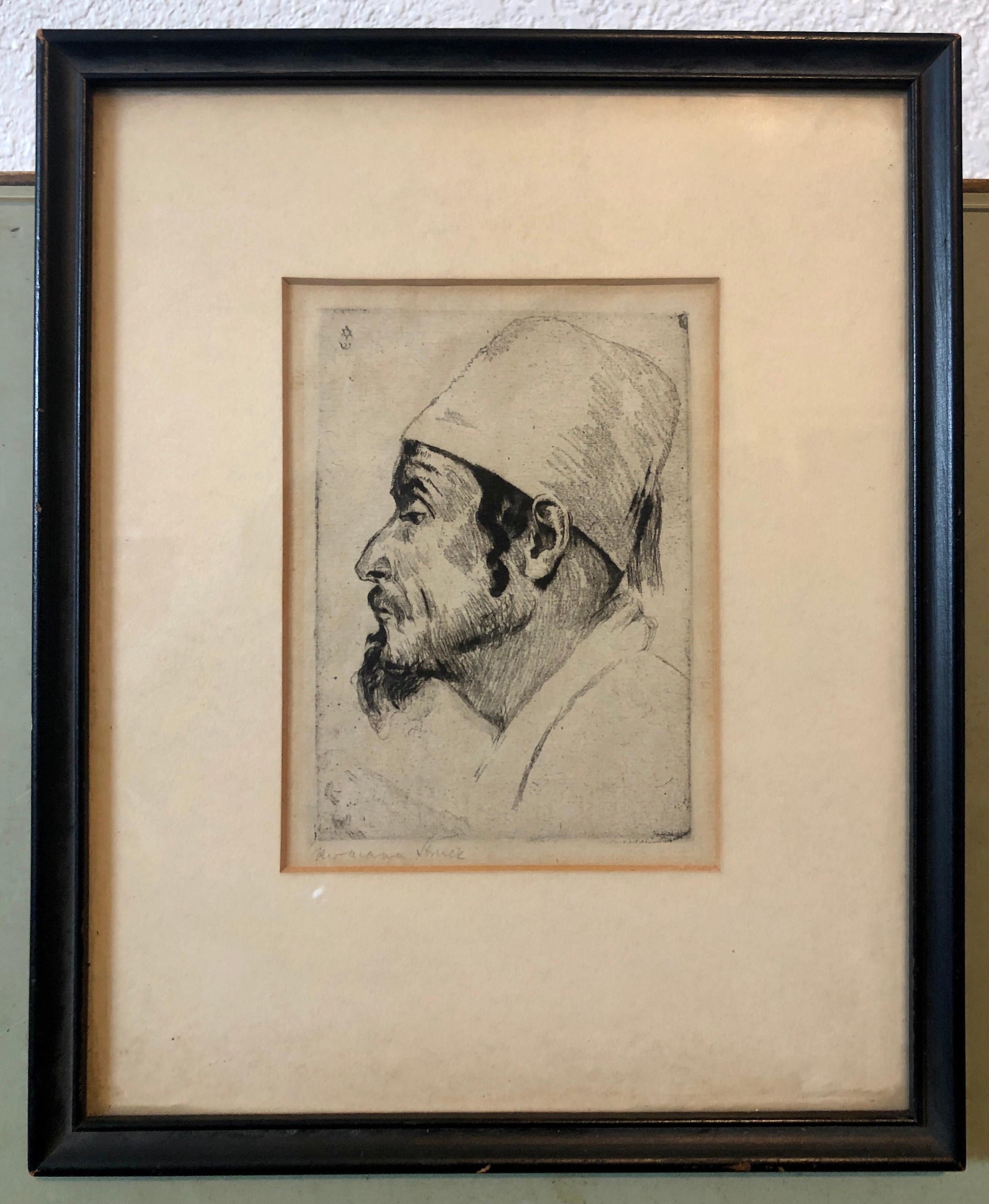 Artista tedesco impressionista Acquaforte Judaica Ebreo Sefardita Epoca Bezalel in vendita 1
