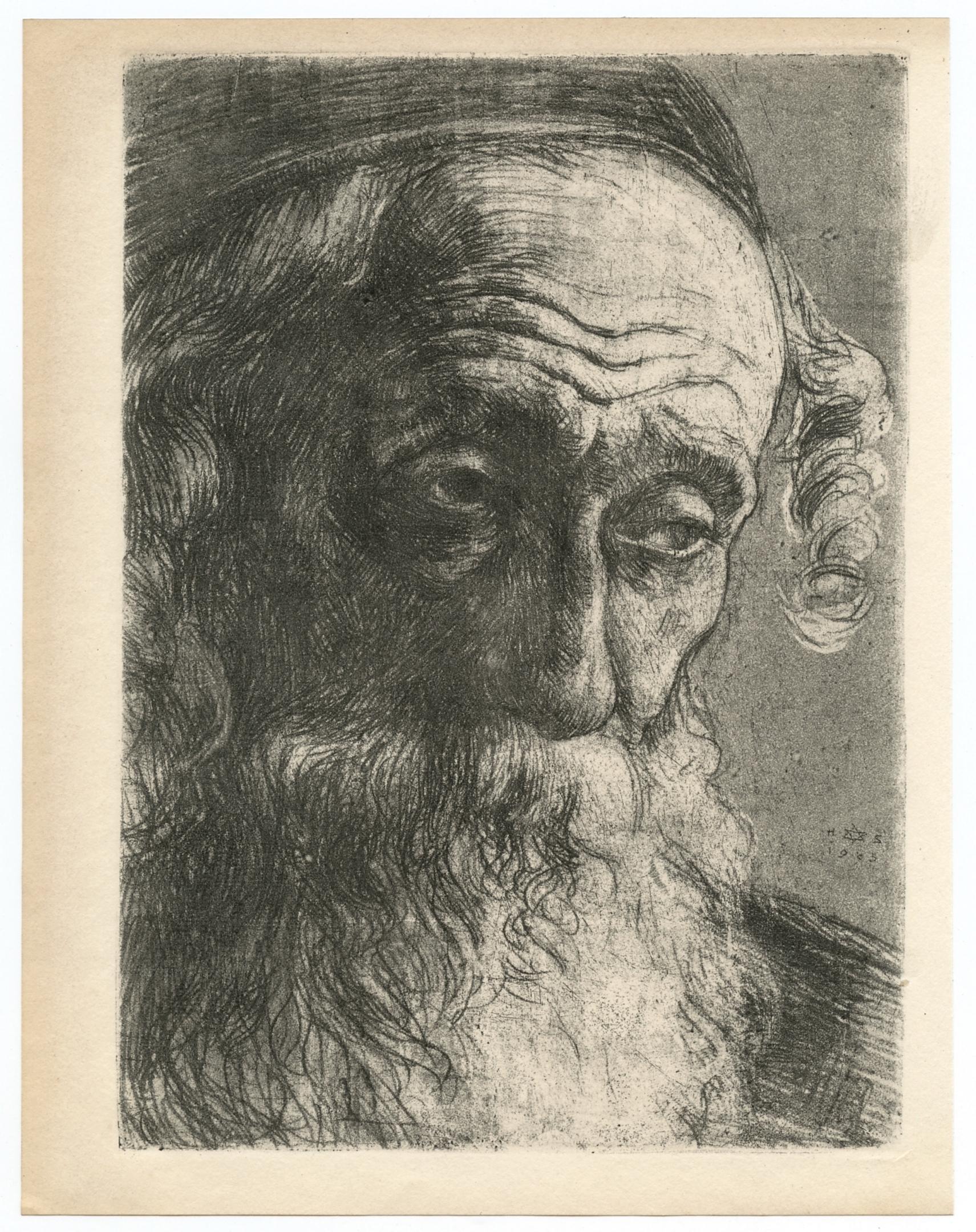 "Old Jew from Jaffa" original etching - Print by Hermann Struck