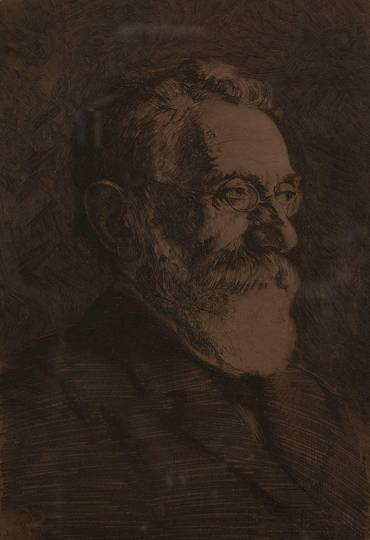 Portrait of Professor Rabbi Abraham Berliner - Print by Hermann Struck