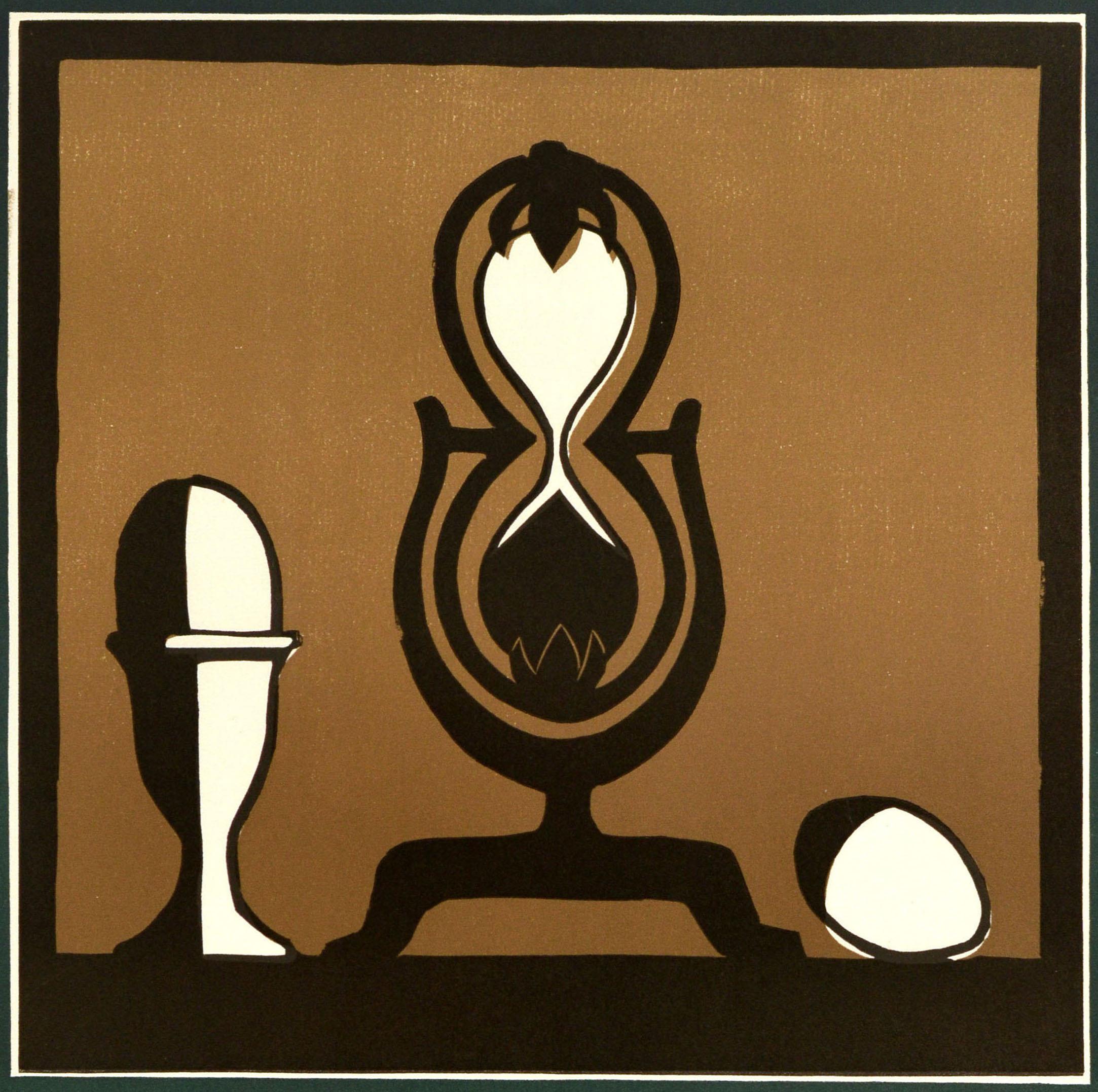 Poster pubblicitario originale d'epoca A. Hermann Teuber Exhibition Hourglass Design in vendita 1