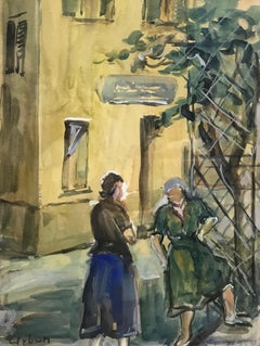Chatting in the shade by Hermann Urban - Watercolor 