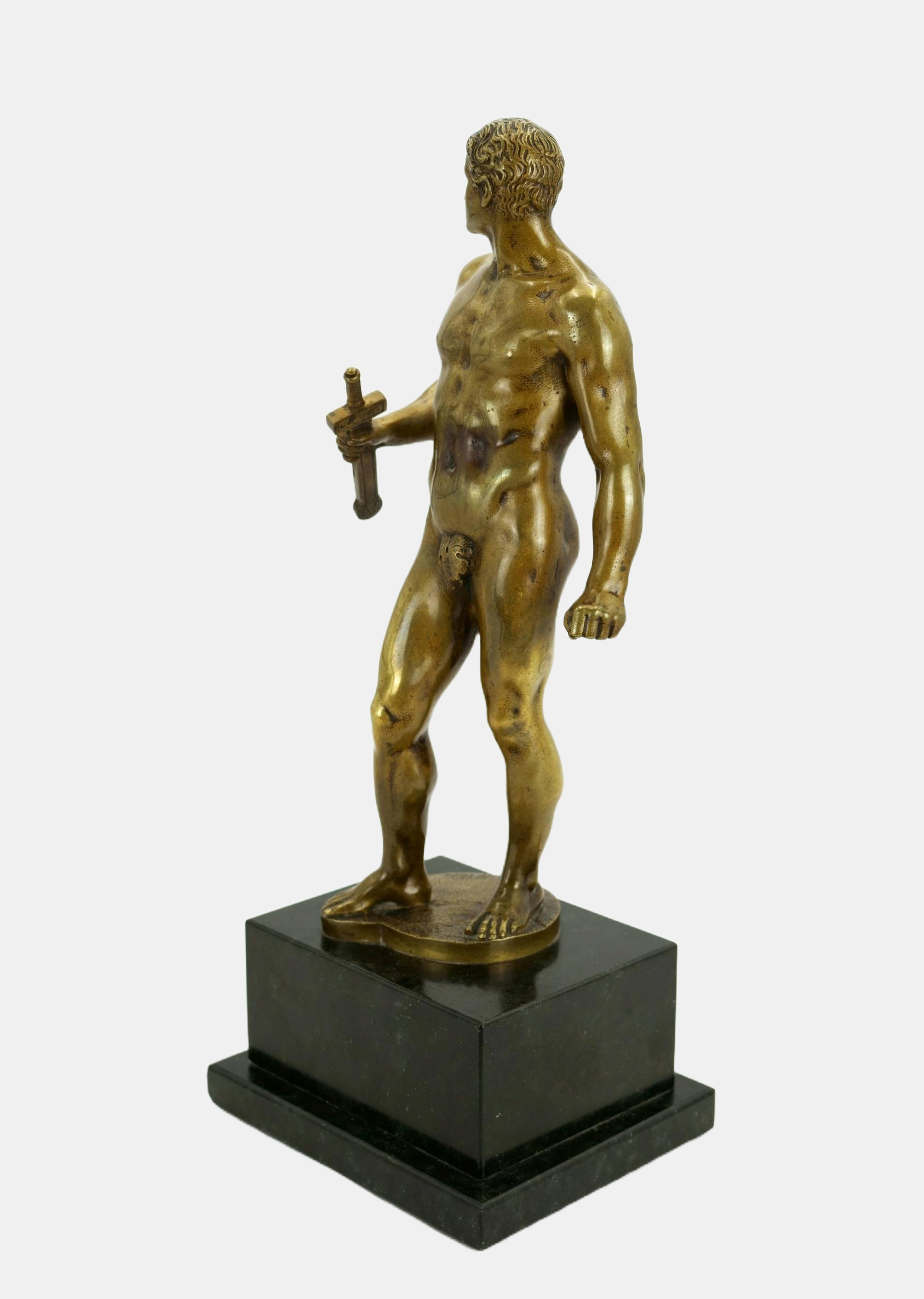 Naked warrior with short sword / - The New Hercules - - Sculpture by Hermann Volz
