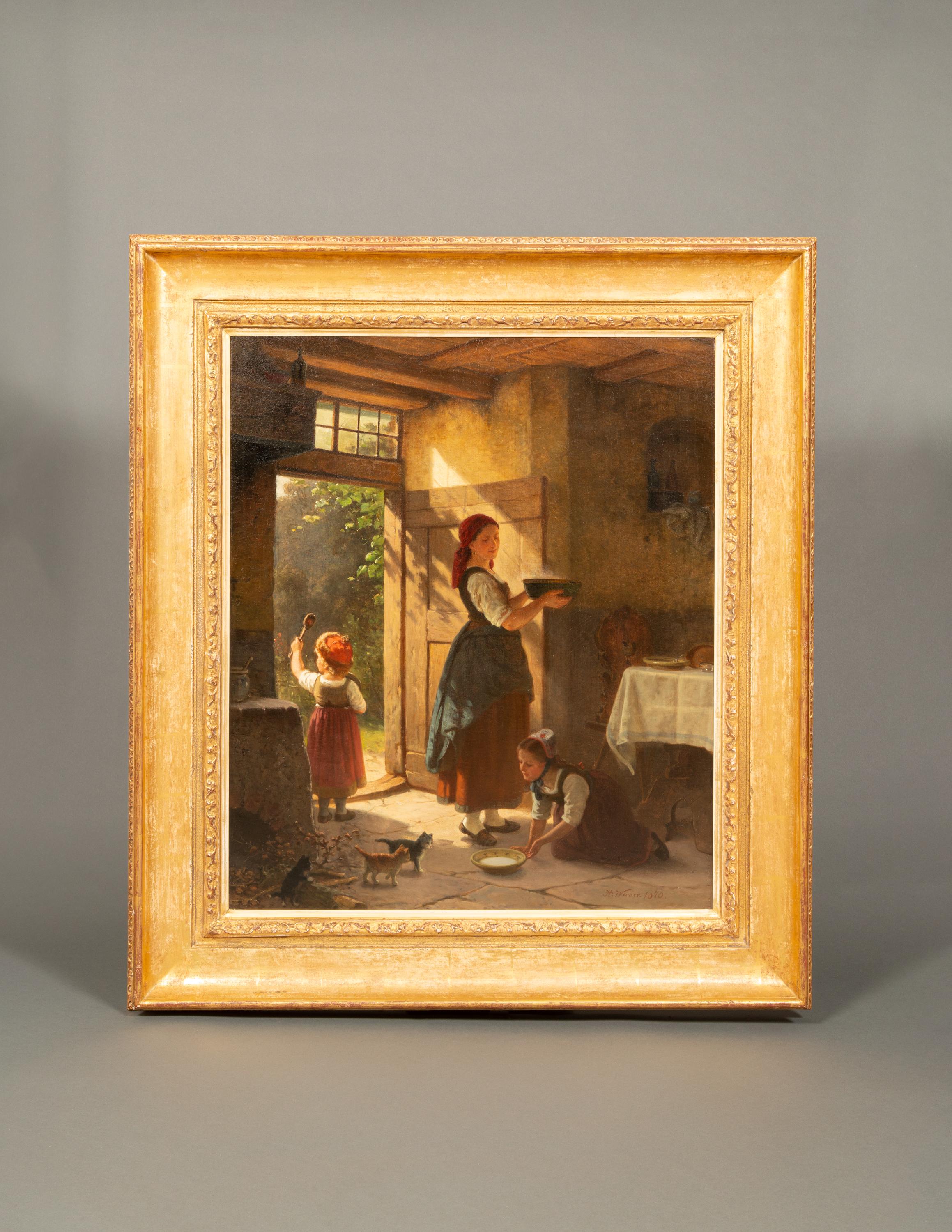 ‘Meal Time for all’ by Hermann Werner (1816 – 1905), signed and dated 1870 For Sale 11