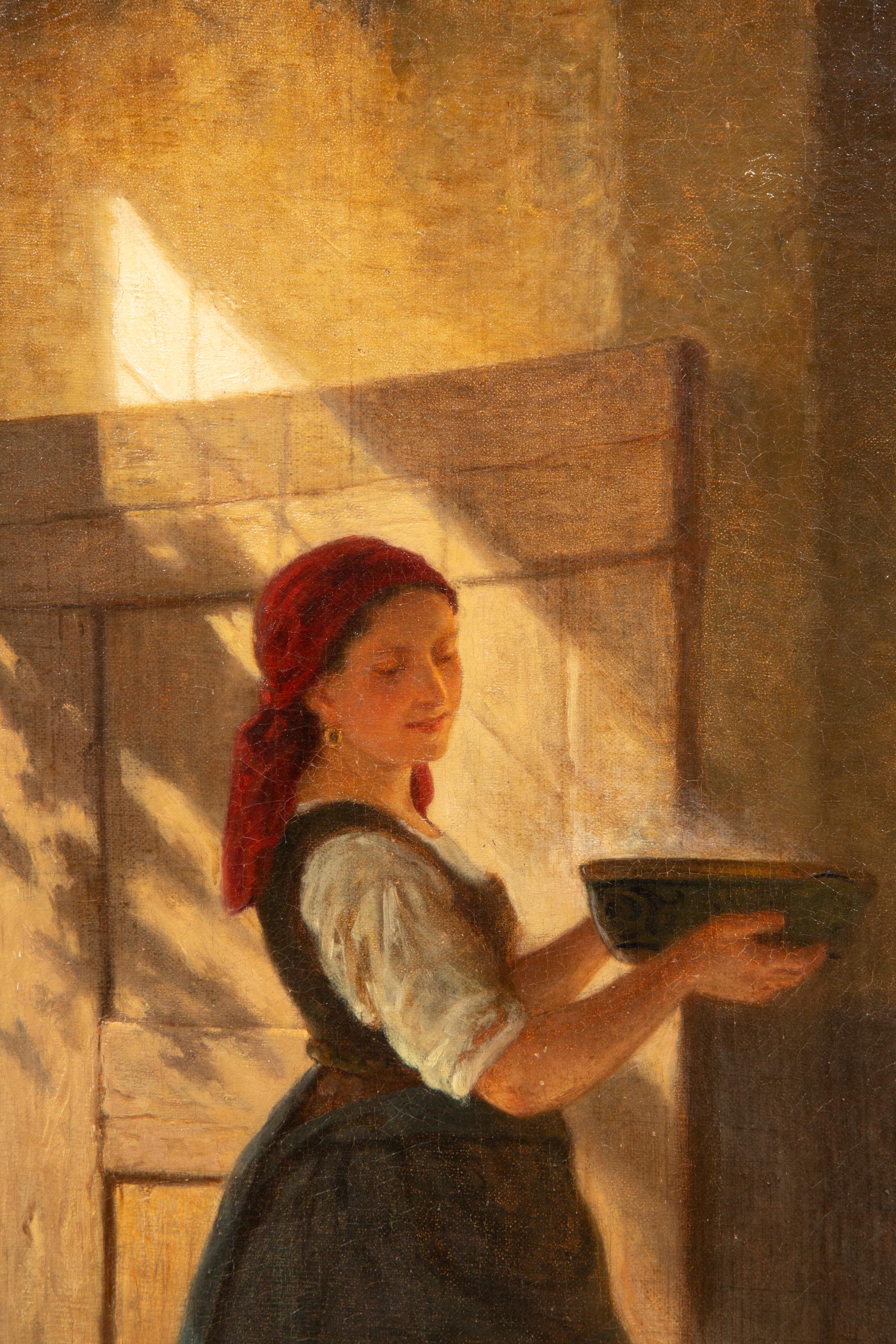 ‘Meal Time for all’ by Hermann Werner (1816 – 1905), signed and dated 1870 im Angebot 4