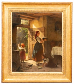 Essenszeit für alle" von Hermann Werner (1816 - 1905), signiert und datiert 1870