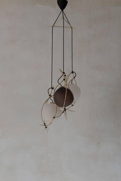 Nest Form, triplo vetro scolpito Illuminazione a sospensione unica di Jérôme Pereira