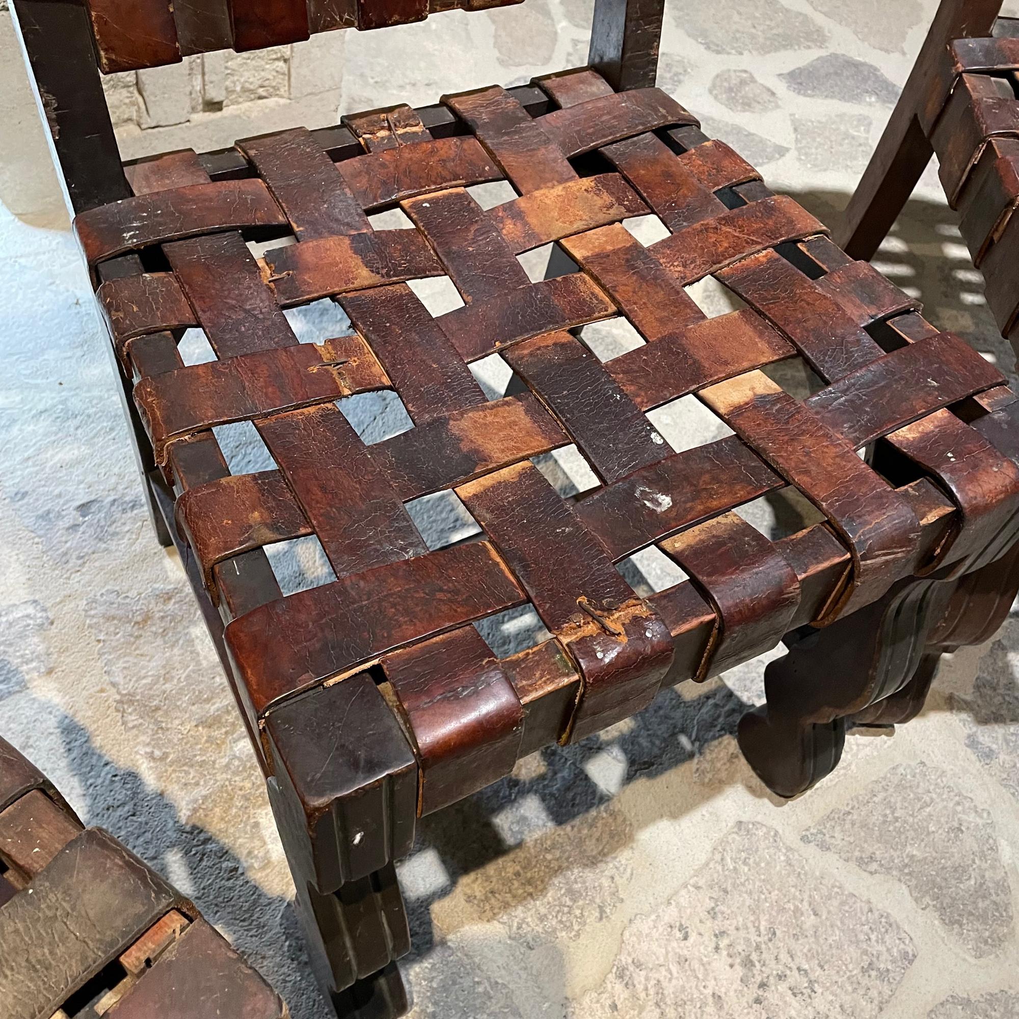 1950s Rustic Leather Strap Chairs Hermanos Soto Mexico  For Sale 1