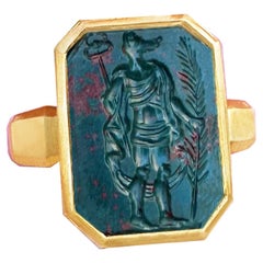 HERMANUBI Ancient Roman intaglio 1st-2nd Cent. AD 18 Kt Gold ring