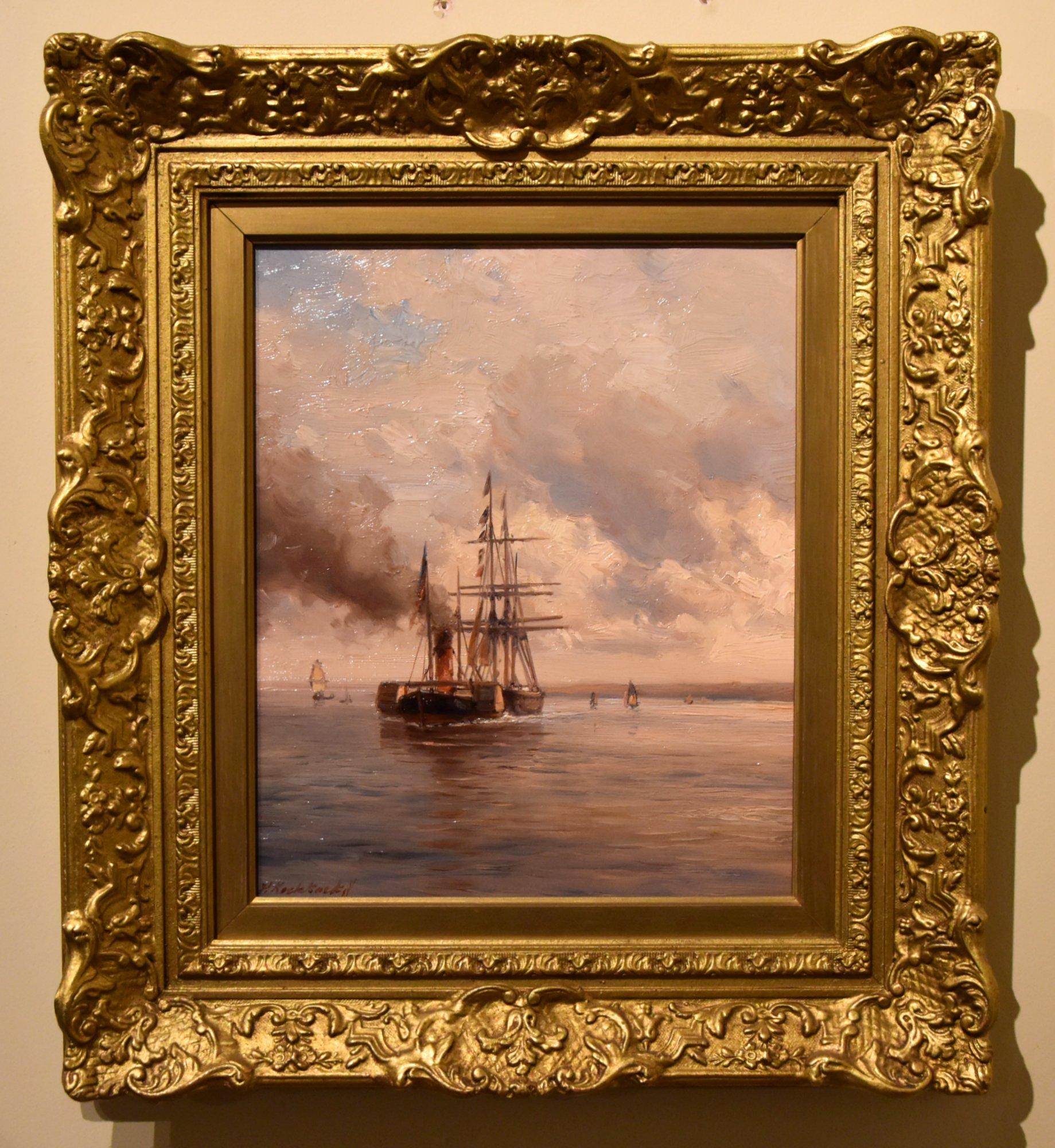 Oil Painting Pair by Hermanus Koekkoek Jnr "Towed In" RBA 1836 - 1909. Maritime and Townscene painter from a Dutch family of Painters. Oil on Canvas. Signed Provenance.

Dimensions unframed 12 x 20 inches
Dimensions framed 18  x 16 inches

All of