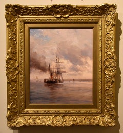 Oil Painting Pair by Hermanus Koekkoek Jnr "Towed In"