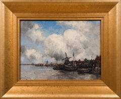 Hermanus Koekkoek Jr Dutch Harbor Scene Oil Jan van Couver Painting
