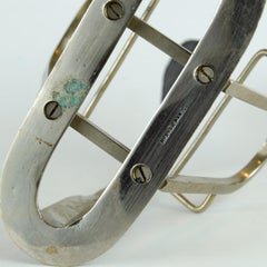 Hermcès Stirrup Shaped Pencil and cards Holder in Brass and Leather