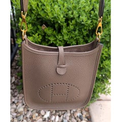 Hermès 2021 Beige Taurillon Clemence Evelyne TPM Mini Crossbody