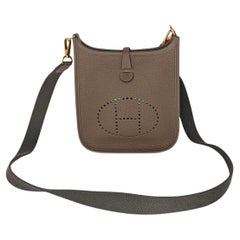 Hermès 2021 Beige Taurillon Clemence Evelyne TPM Mini Crossbody