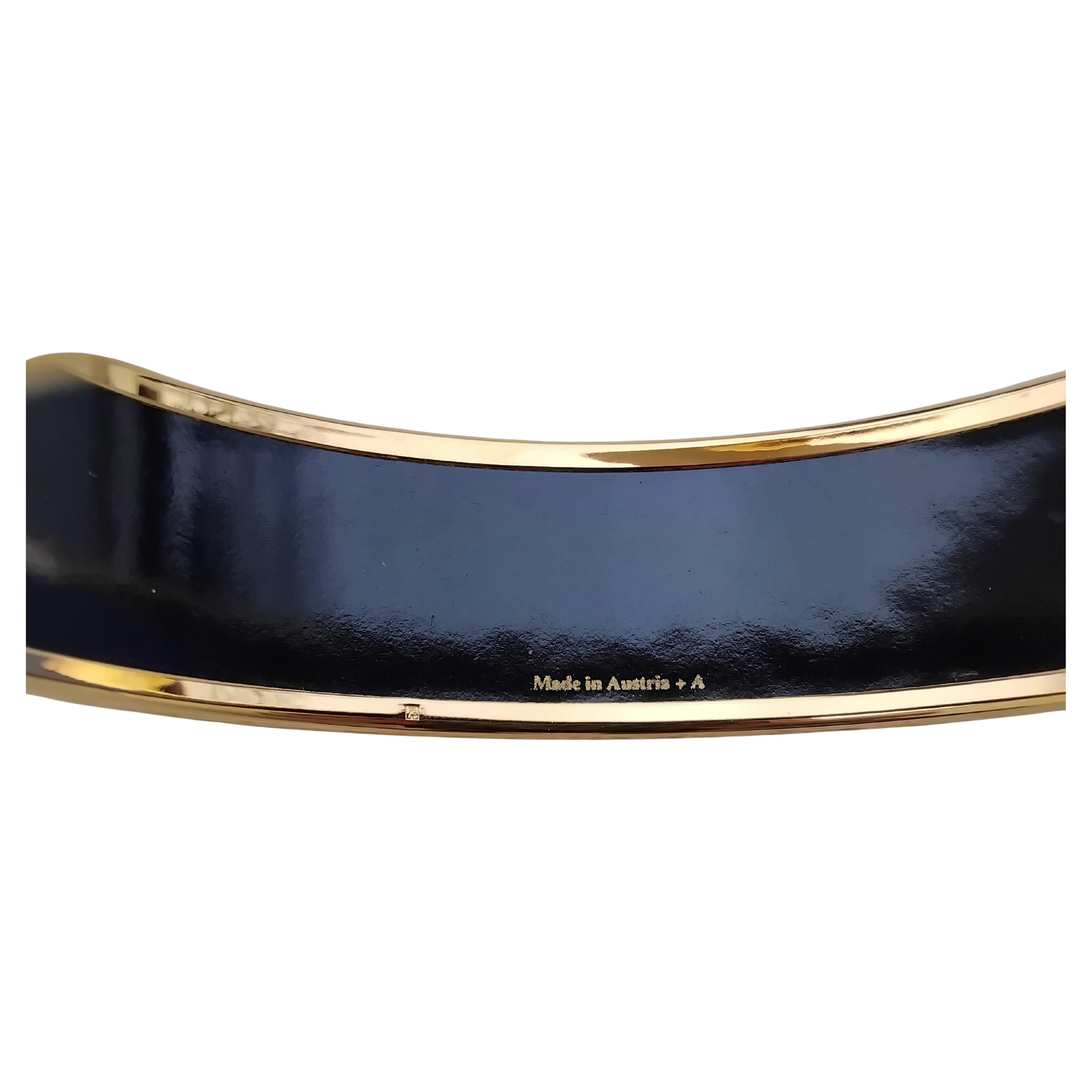 Hermè Greyhound Dogs Levriers Enamel Bracelet New Gold Hdw Size GM 70 2