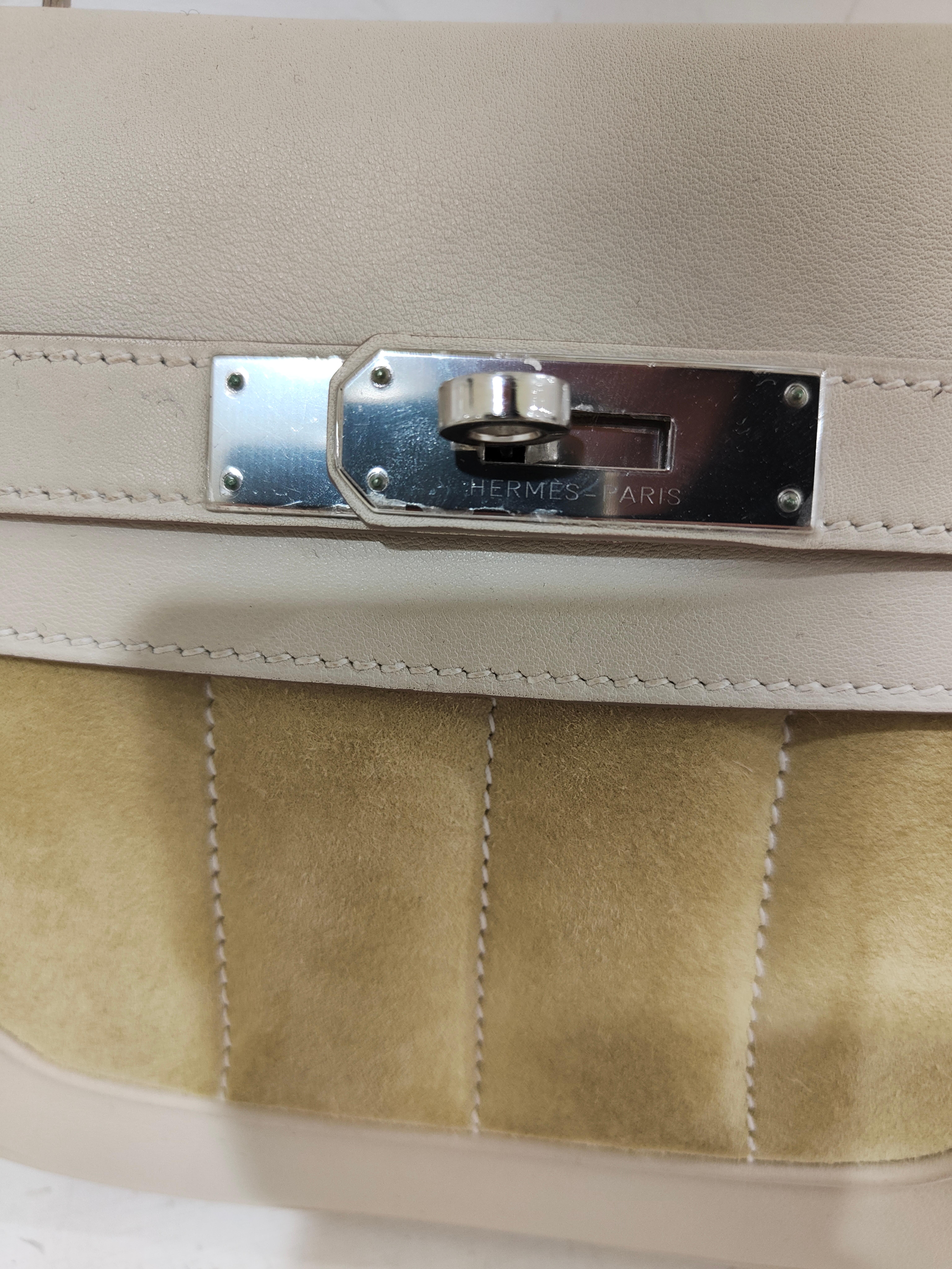 Brown Hermès Berline leather suede shoulder bag