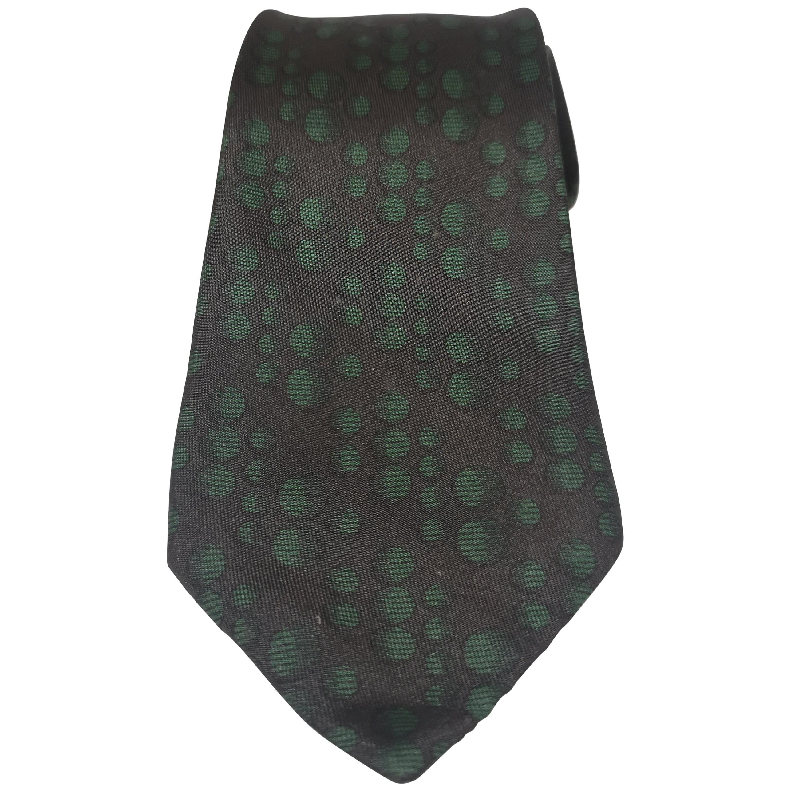Hermèes black and green silk tie