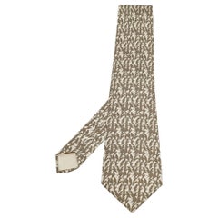 Corbata tradicional de seda con estampado de pájaros verdes Hermès