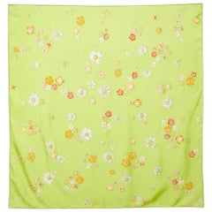 Herm&egrave;s Green Flower Power Printed Silk Square Scarf