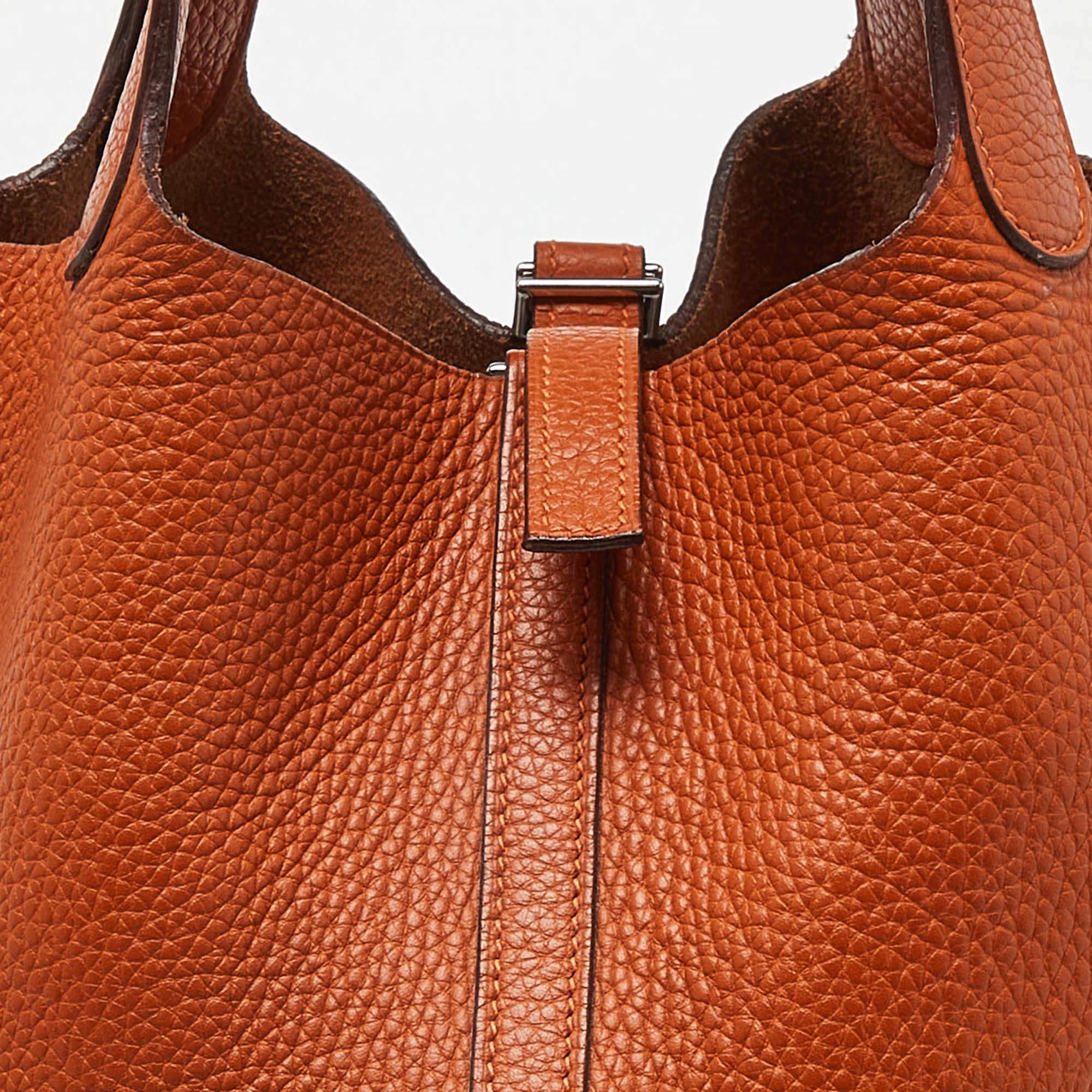 Hermès Orange Taurillon Clemence Leather Picotin Lock 22 Bag For Sale 1