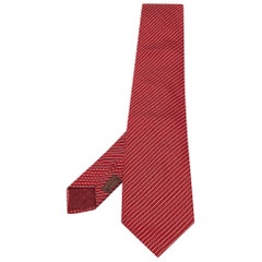 Herm&egrave;s Red Stripe Pattern Silk Tie