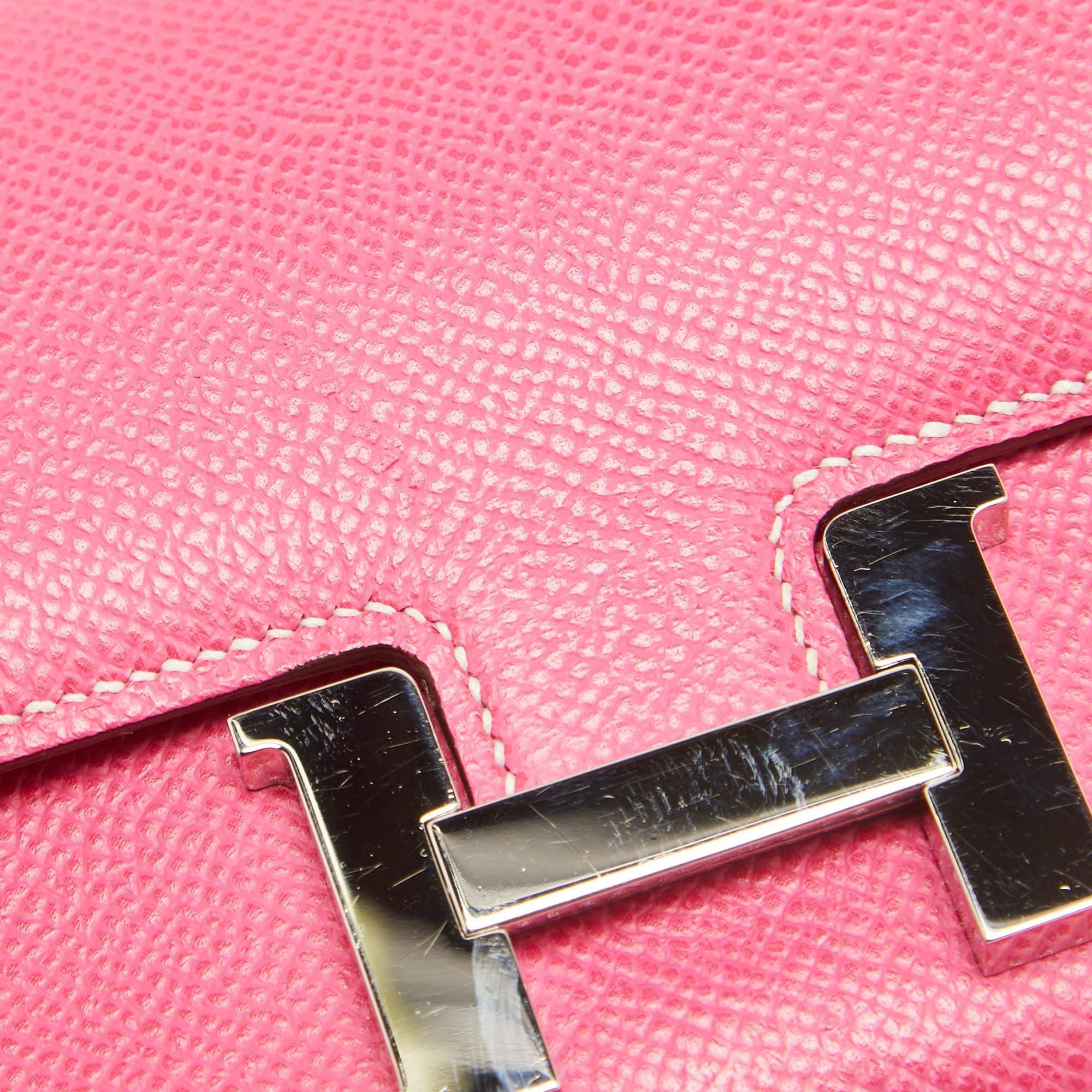 Hermès Rose Tyrien Epsom Leather Palladium Finish Constance Micro Bag 1