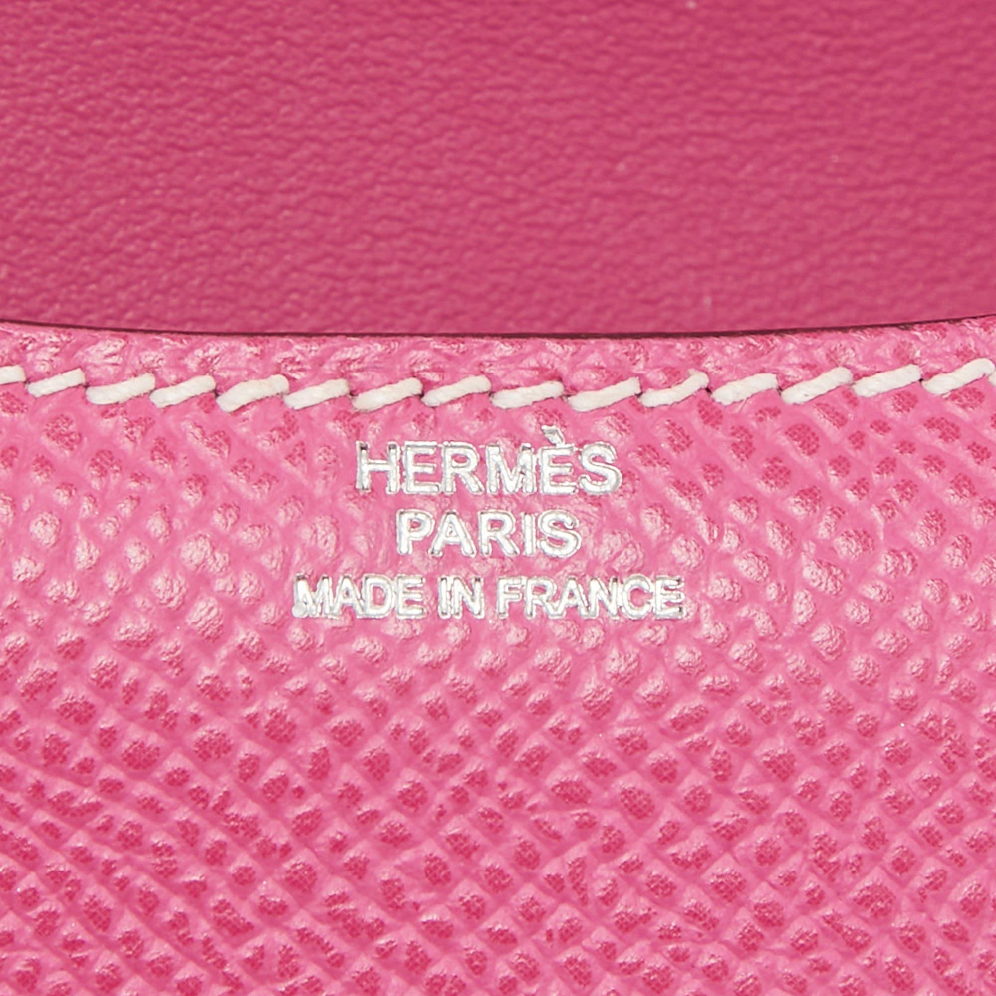 Hermès Rose Tyrien Epsom Leather Palladium Finish Constance Micro Bag 4
