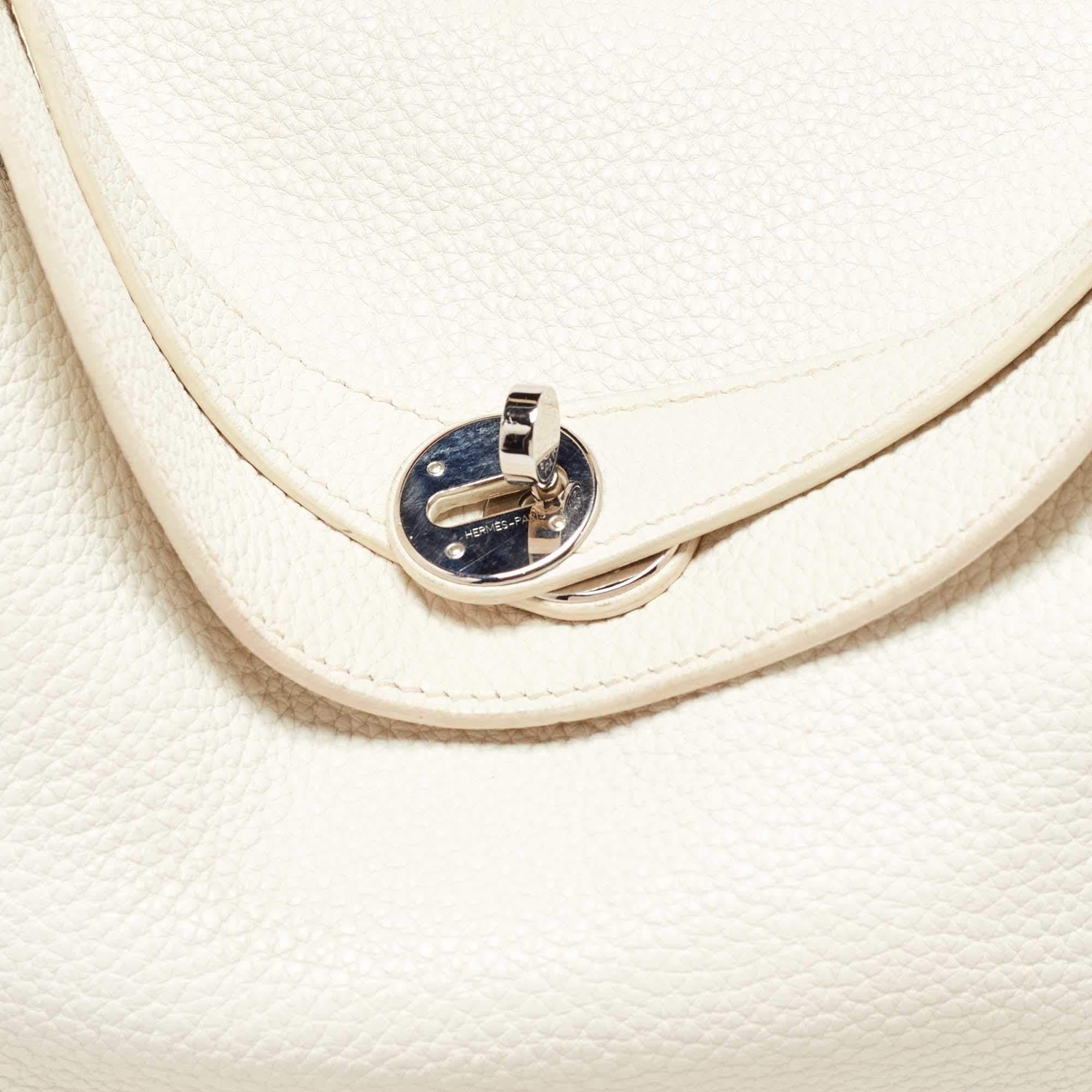Hermès Weiß Taurillion Togo Leder Palladium Finish Lindy 34 Tasche 1