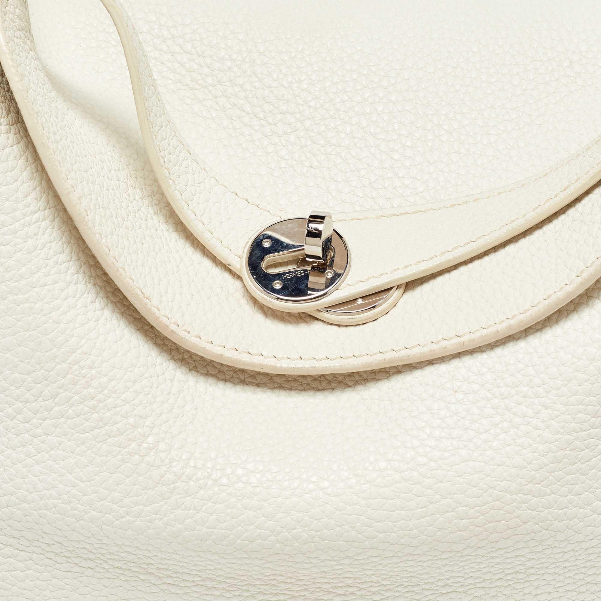 Hermès Weiß Taurillion Togo Leder Palladium Finish Lindy 34 Tasche 2