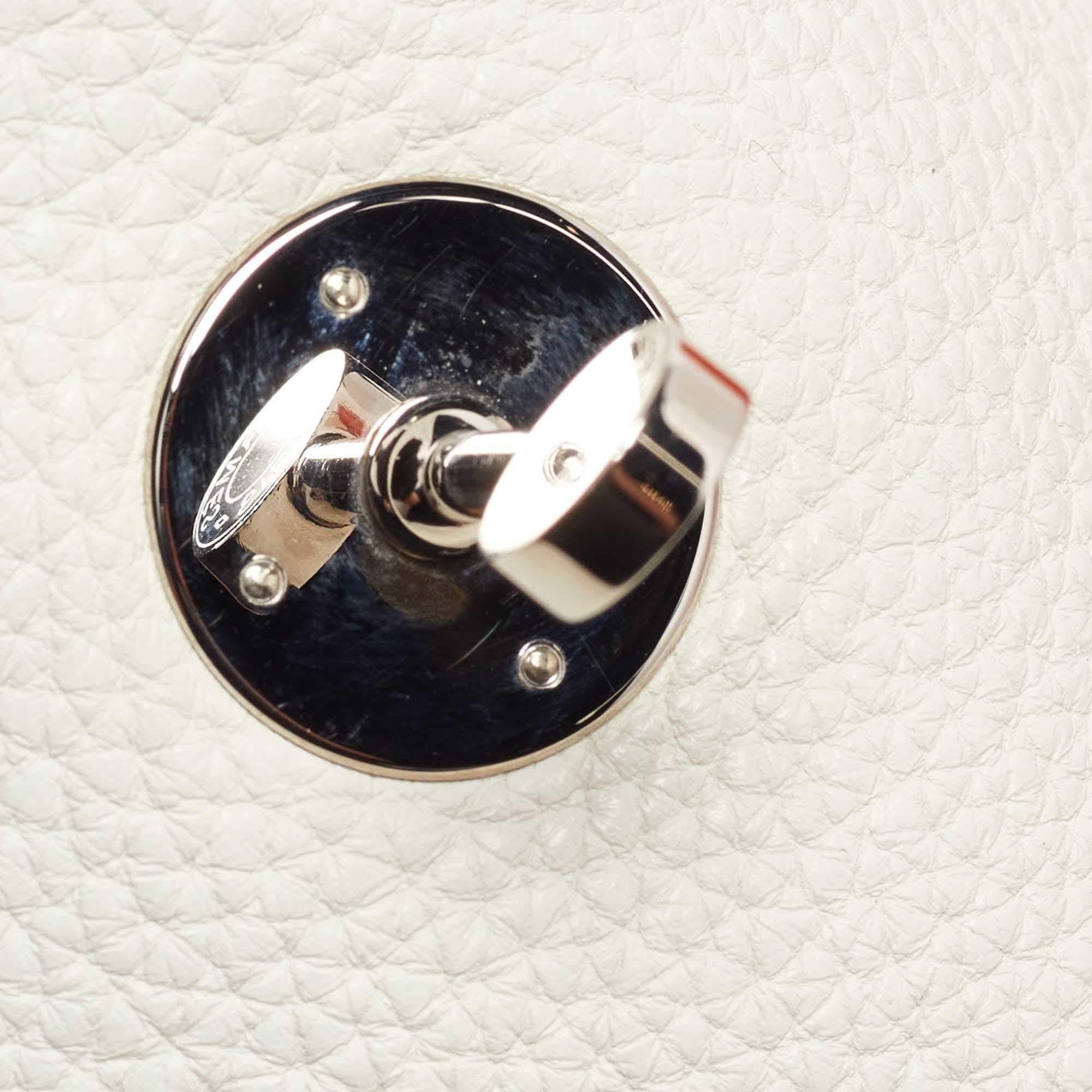 Hermès Weiß Taurillion Togo Leder Palladium Finish Lindy 34 Tasche 3