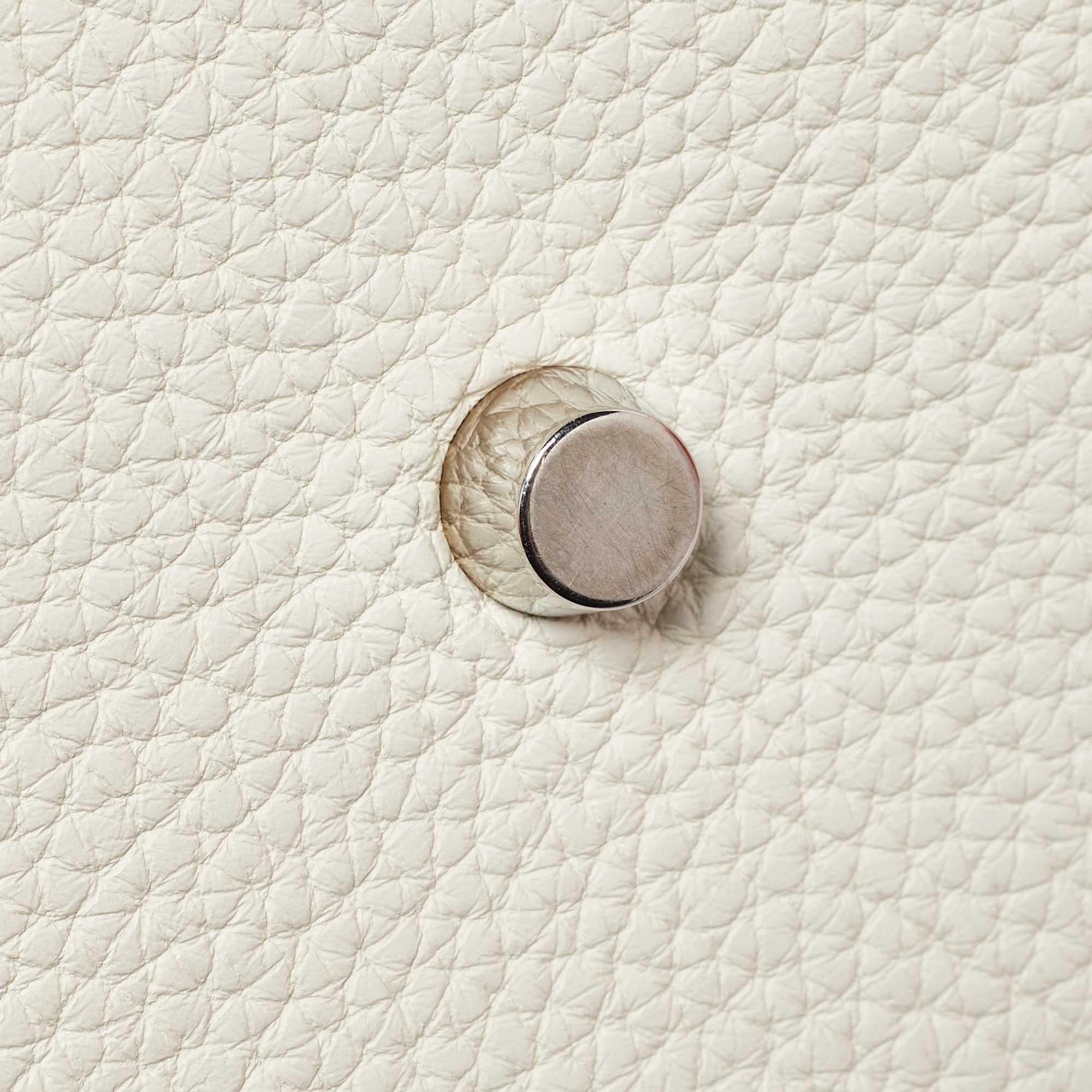 Hermès Weiß Taurillion Togo Leder Palladium Finish Lindy 34 Tasche 5