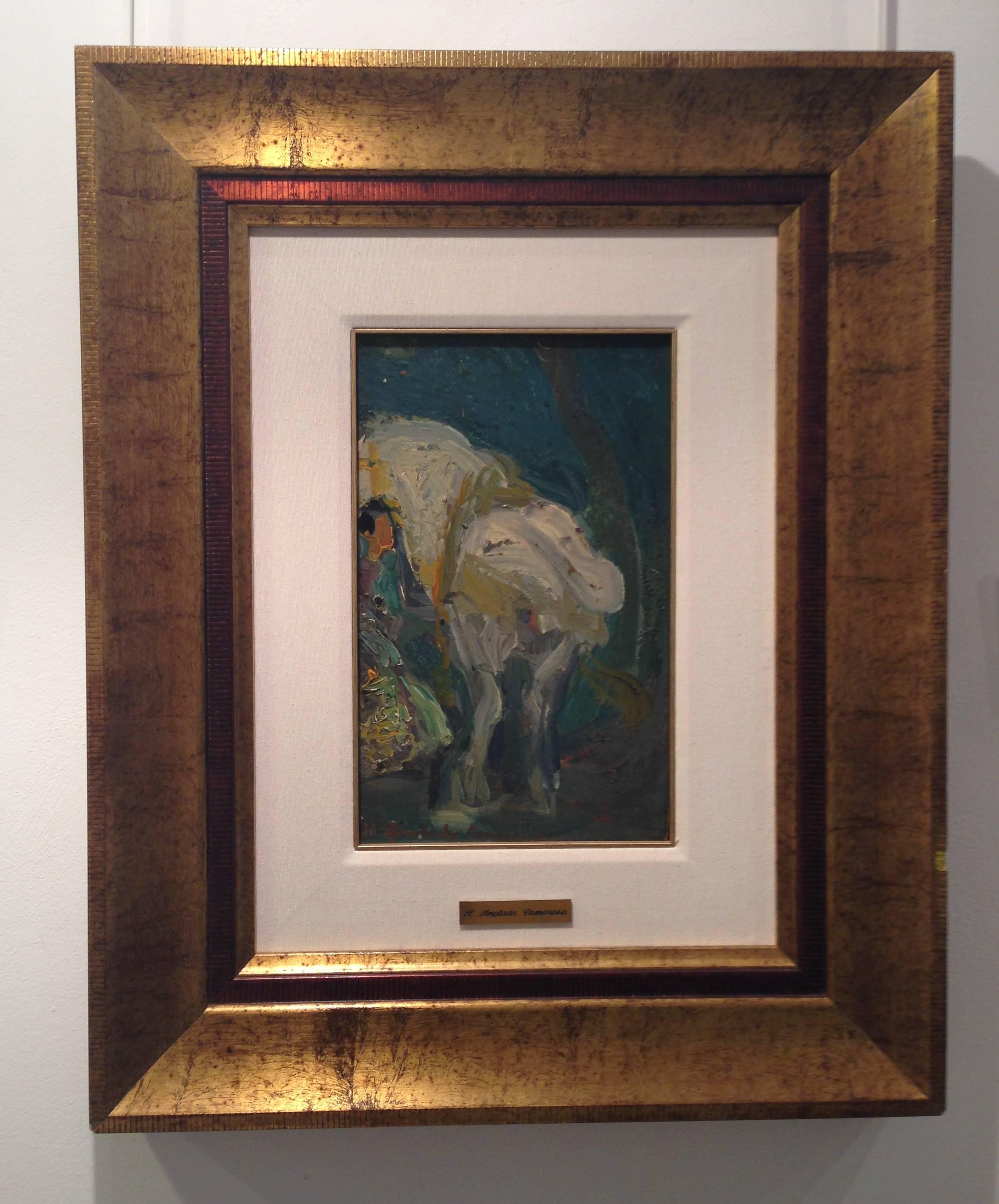 horse and gypsy. time of Paris. Original Certificate impressionist painting - Painting by Hermenegildo Anglada Camarasa