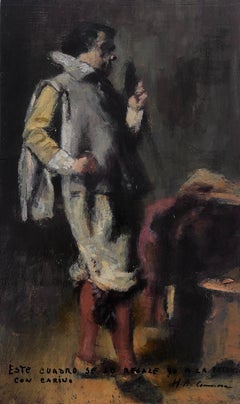 Musketeer oil on board painting