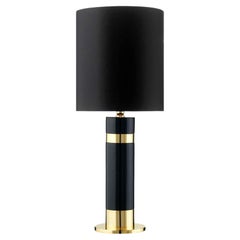 Hermes 1, Ceramic Lamp Black Glazed and Handcrafted in 24-Karat Gold