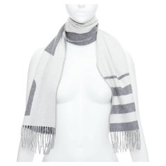HERMES 100% cashmere abstract horse head fringe wool scarf