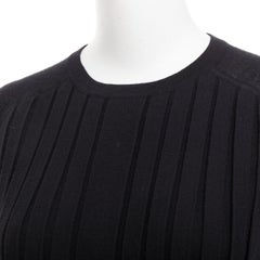 HERMES 100% cashmere maglione raglan nero con pieghe a fisarmonica FR34 XS
