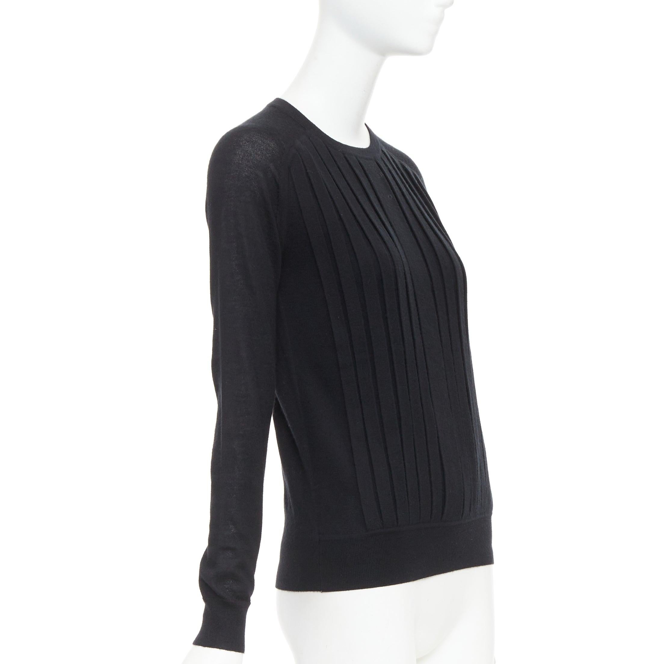Noir HERMES Pull raglan 100% cachemire noir à plis accordéon FR34 XS en vente